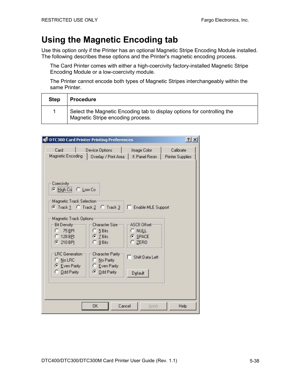 Using the magnetic encoding tab, Using the magnetic encoding tab -38 | Fargo DTC300 User Manual | Page 148 / 278