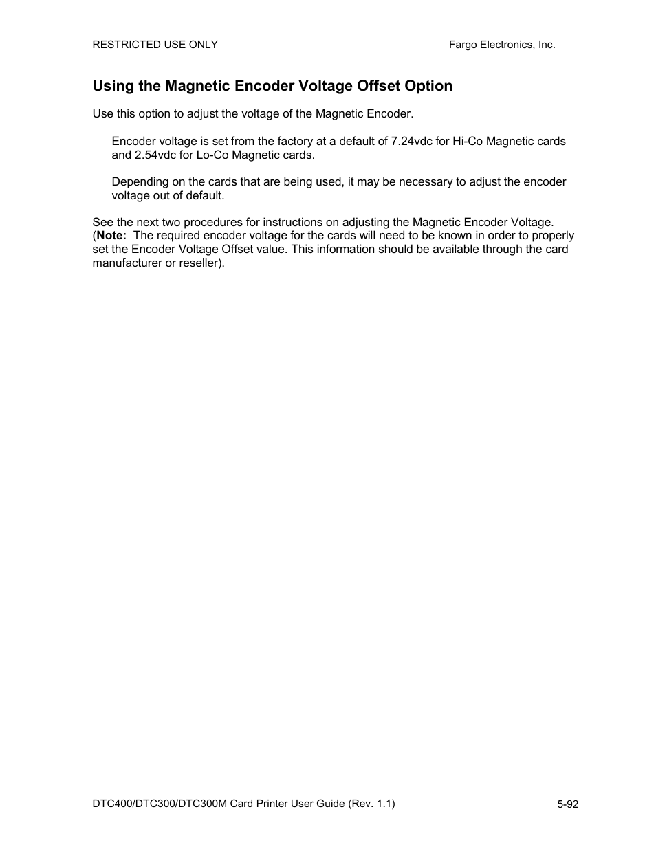 Using the magnetic encoder voltage offset option | Fargo DTC300 User Manual | Page 202 / 278