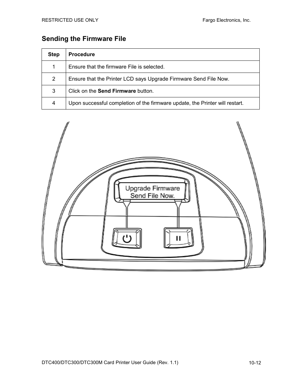 Sending the firmware file, Sending the firmware file -12 | Fargo DTC300 User Manual | Page 230 / 278