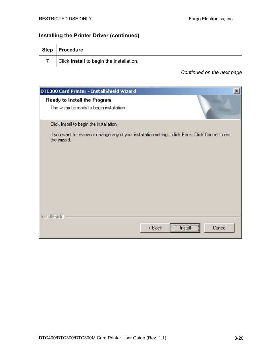 Installing the printer driver (continued), Installing the printer driver (continued) -20 | Fargo DTC300 User Manual | Page 48 / 278