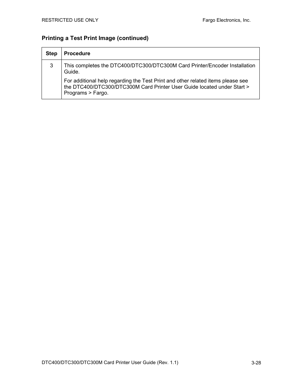 Printing a test print image (continued), Printing a test print image (continued) -28 | Fargo DTC300 User Manual | Page 56 / 278