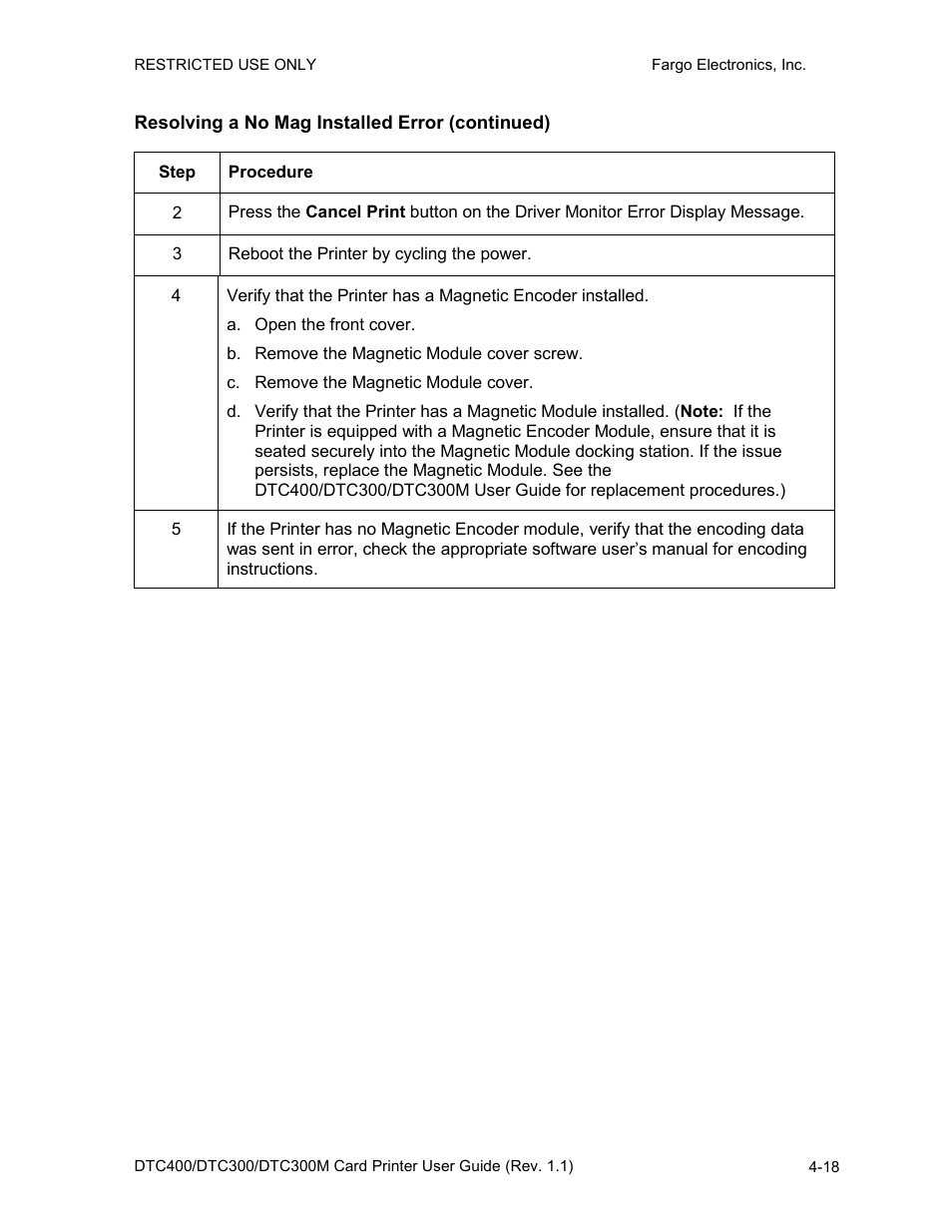 Resolving a no mag installed error (continued), Resolving a no mag installed error (continued) -18 | Fargo DTC300 User Manual | Page 75 / 278
