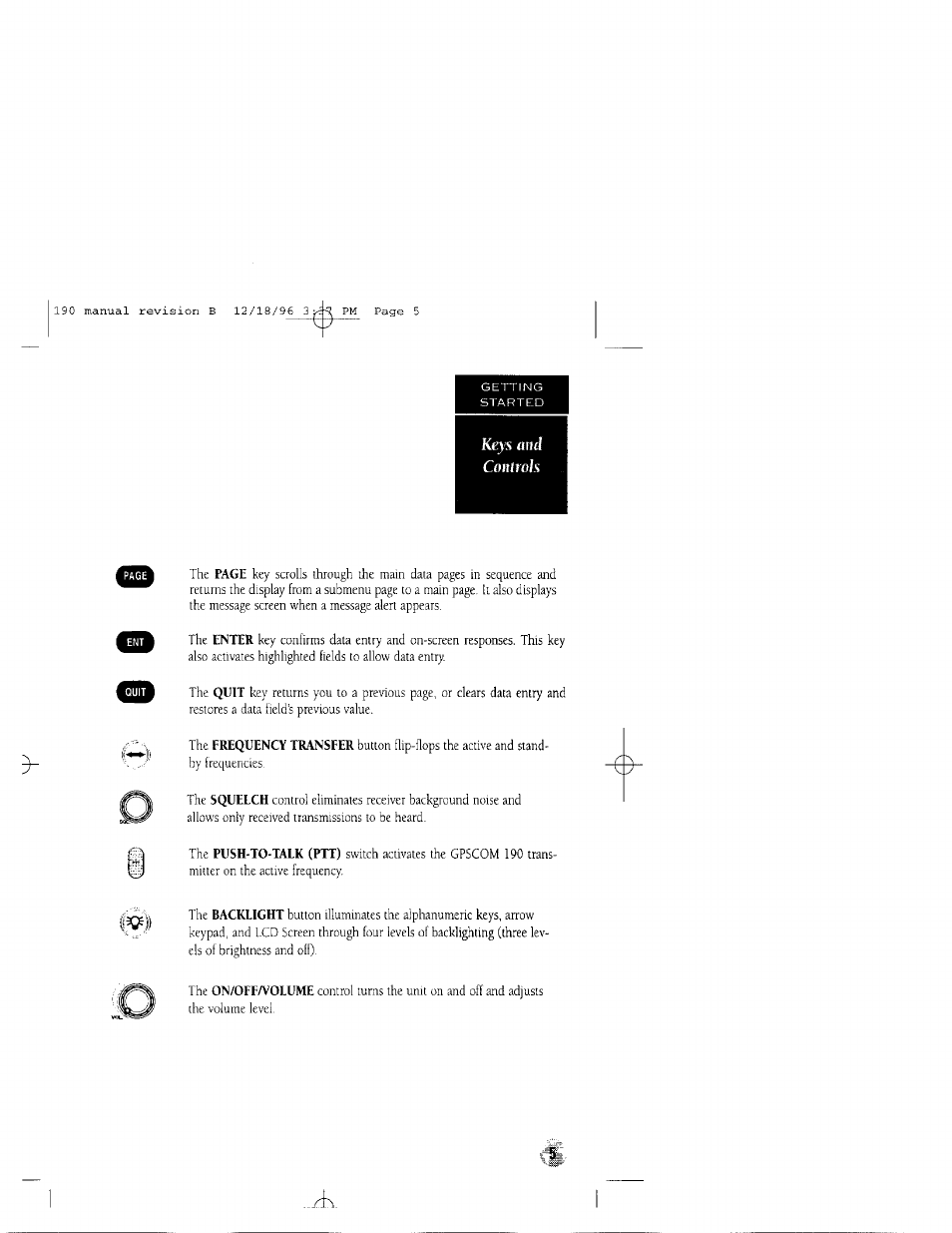 And controls, K^'s | Garmin GPSCOM 190 User Manual | Page 10 / 106