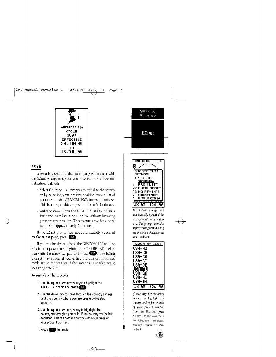 20 juh 96, Is jul 96, Wx05 12^.90 | Ezinit, Prompt | Garmin GPSCOM 190 User Manual | Page 12 / 106