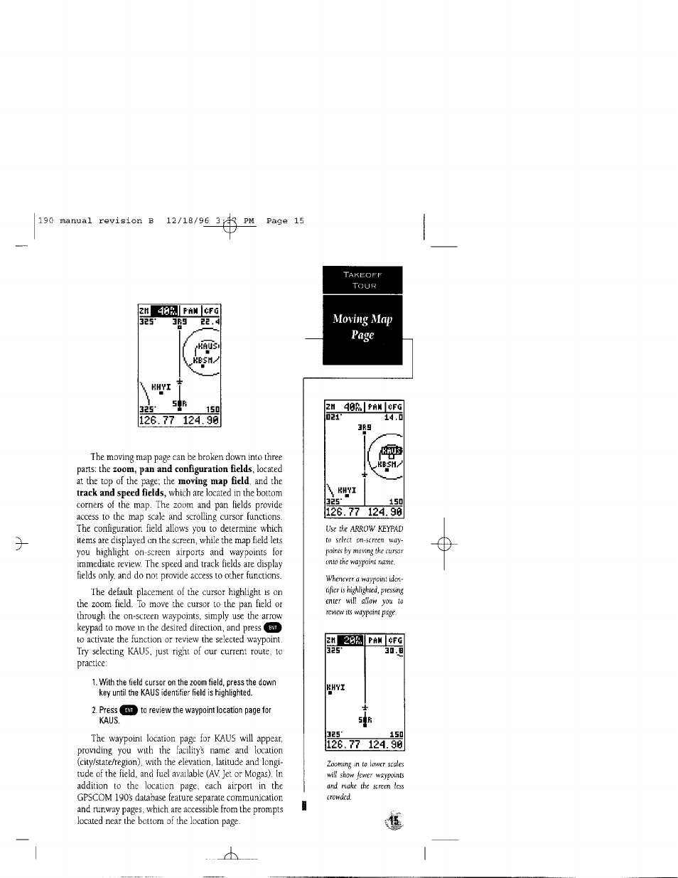 Moving | Garmin GPSCOM 190 User Manual | Page 20 / 106