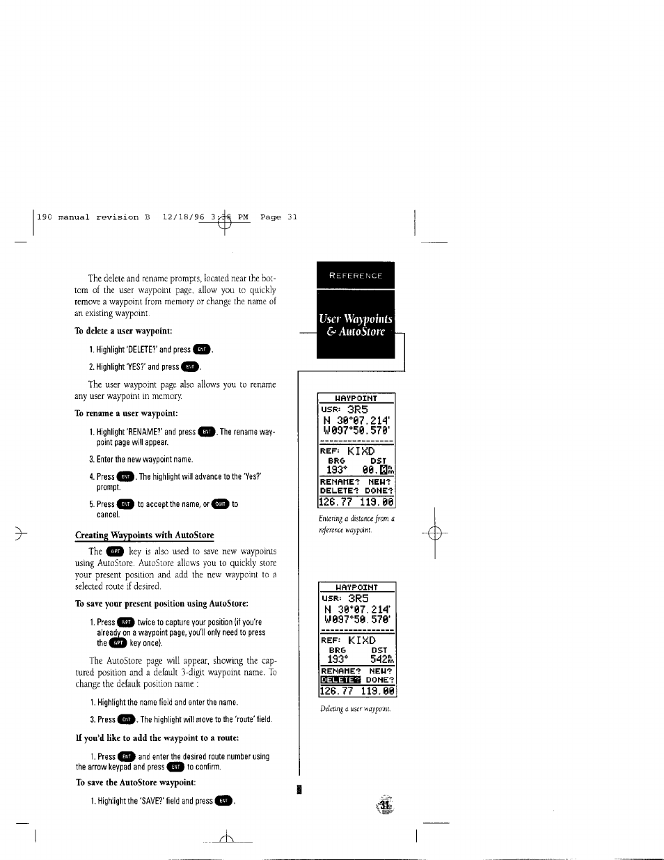 User wa>|io/nis | Garmin GPSCOM 190 User Manual | Page 36 / 106