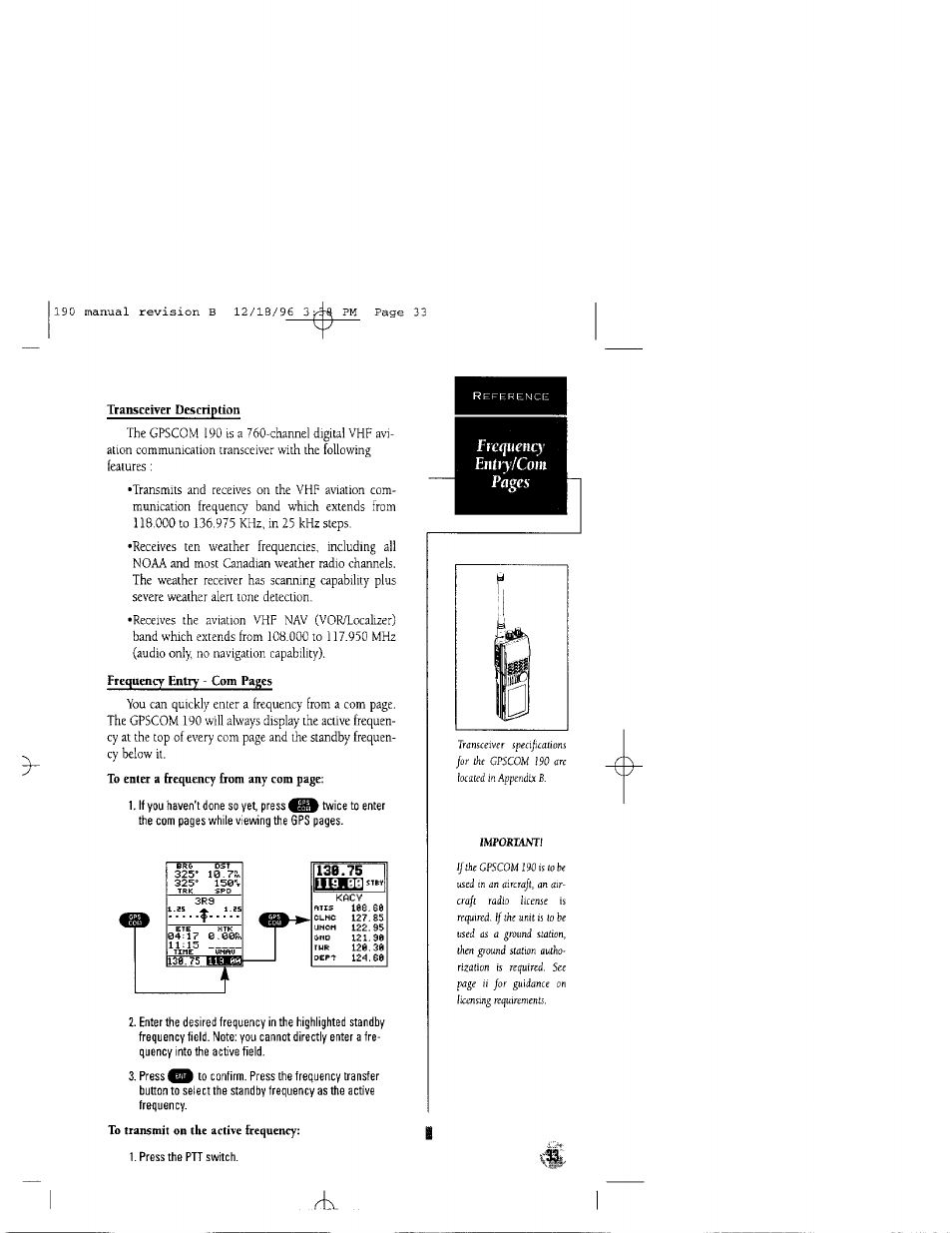 Garmin GPSCOM 190 User Manual | Page 38 / 106