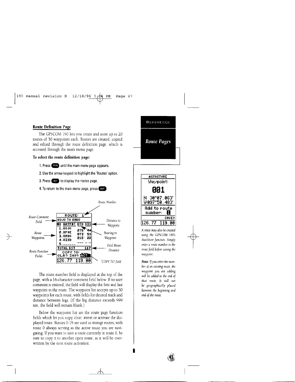 Waypoint | Garmin GPSCOM 190 User Manual | Page 52 / 106