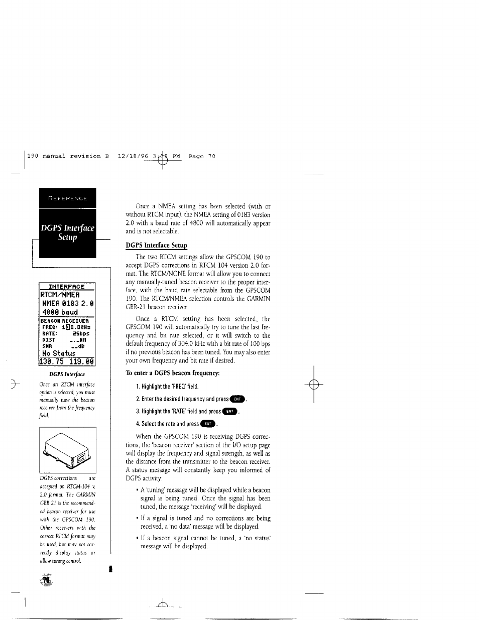 Interface, Dgp5 | Garmin GPSCOM 190 User Manual | Page 75 / 106