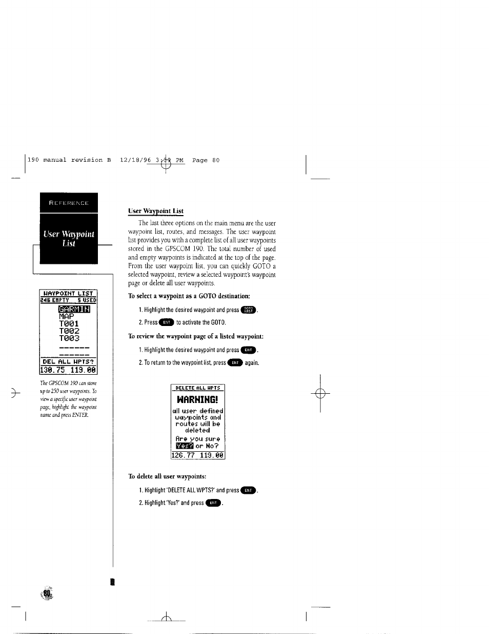 Grtrmih, T001, T002 | T003, Hflrhihg | Garmin GPSCOM 190 User Manual | Page 85 / 106