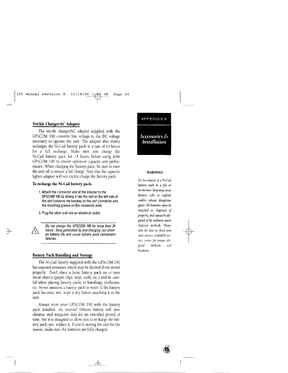 Accessories & installaiion | Garmin GPSCOM 190 User Manual | Page 94 / 106