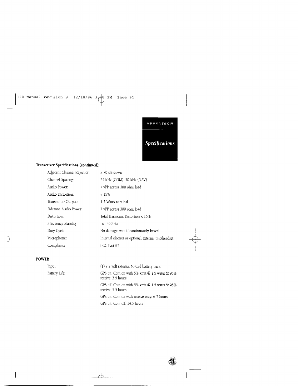 Garmin GPSCOM 190 User Manual | Page 96 / 106