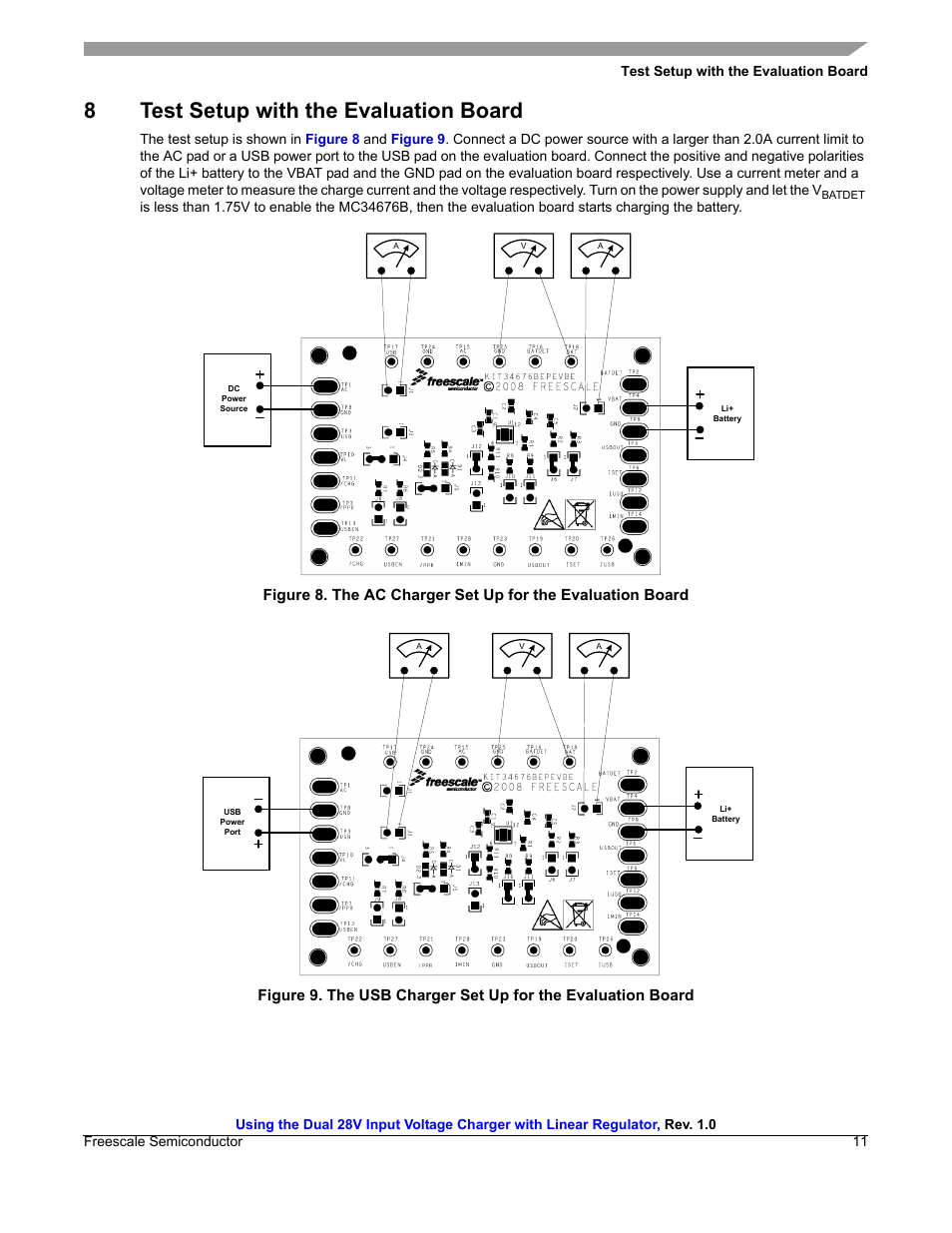 8 test setup with the evaluation board, 8test setup with the evaluation board | Garmin MC34676B User Manual | Page 11 / 14