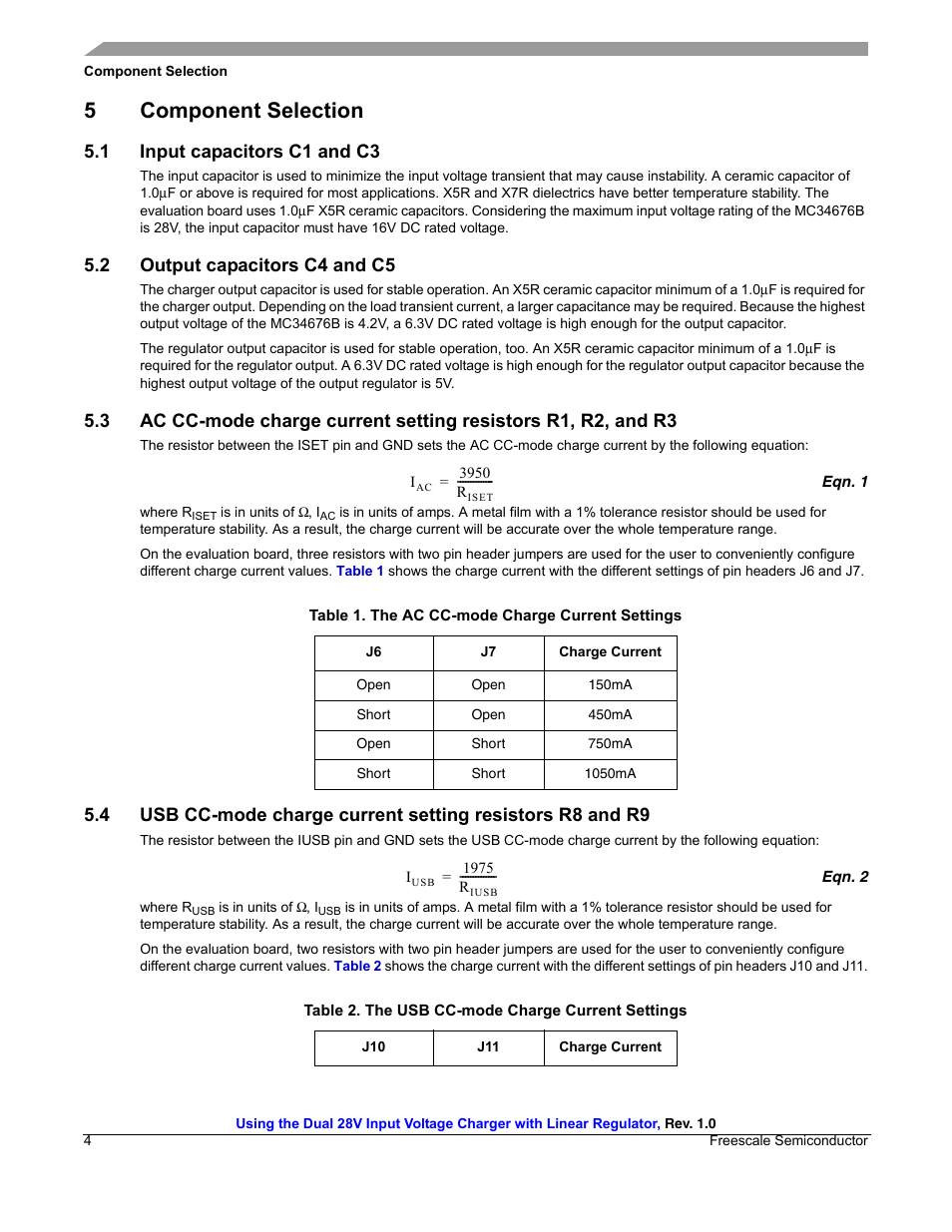 5 component selection, 1 input capacitors c1 and c3, 2 output capacitors c4 and c5 | 5component selection | Garmin MC34676B User Manual | Page 4 / 14