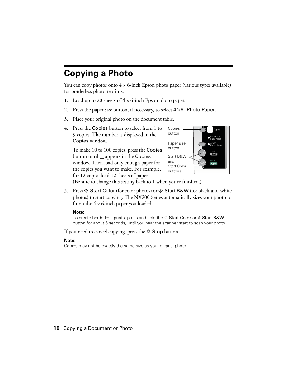 Copying a photo | Garmin STYLUS NX200 User Manual | Page 10 / 48