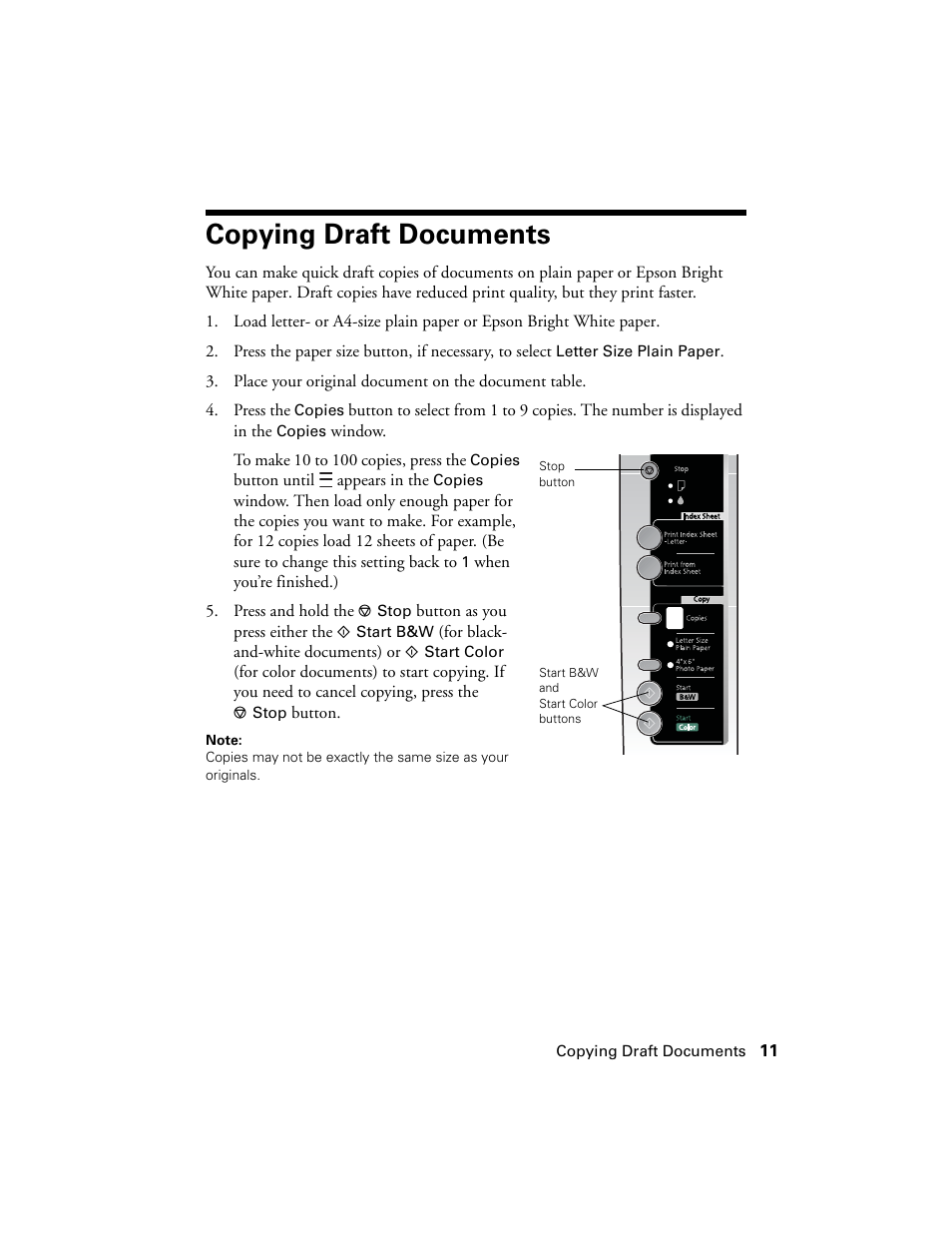 Copying draft documents | Garmin STYLUS NX200 User Manual | Page 11 / 48