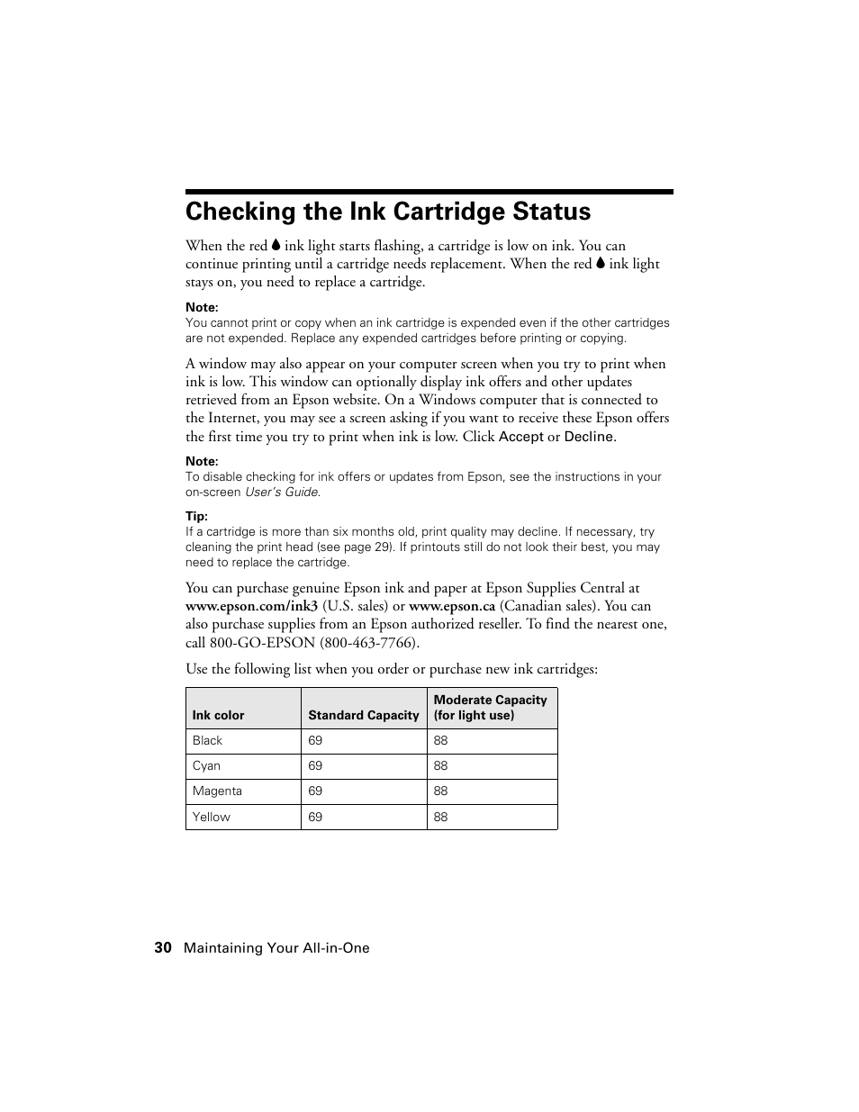 Checking the ink cartridge status | Garmin STYLUS NX200 User Manual | Page 30 / 48