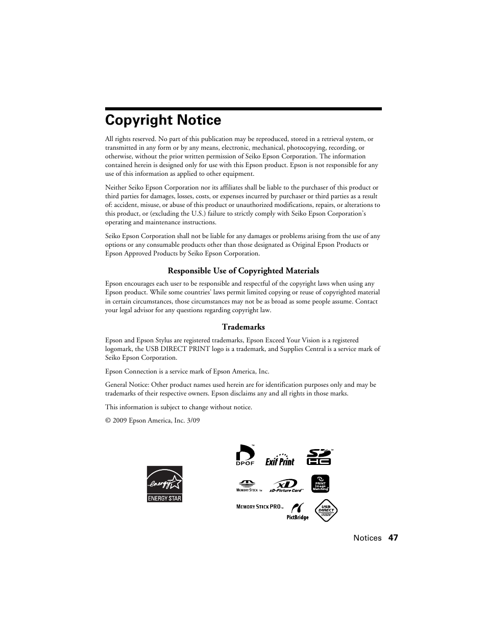 Copyright notice | Garmin STYLUS NX200 User Manual | Page 47 / 48