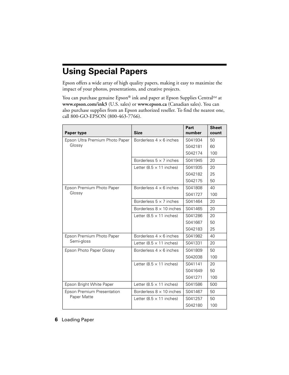 Using special papers | Garmin STYLUS NX200 User Manual | Page 6 / 48