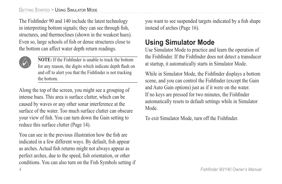 Using simulator mode | Garmin 90/140 User Manual | Page 10 / 32