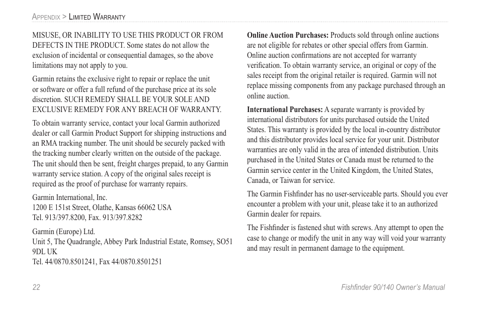 Garmin 90/140 User Manual | Page 28 / 32