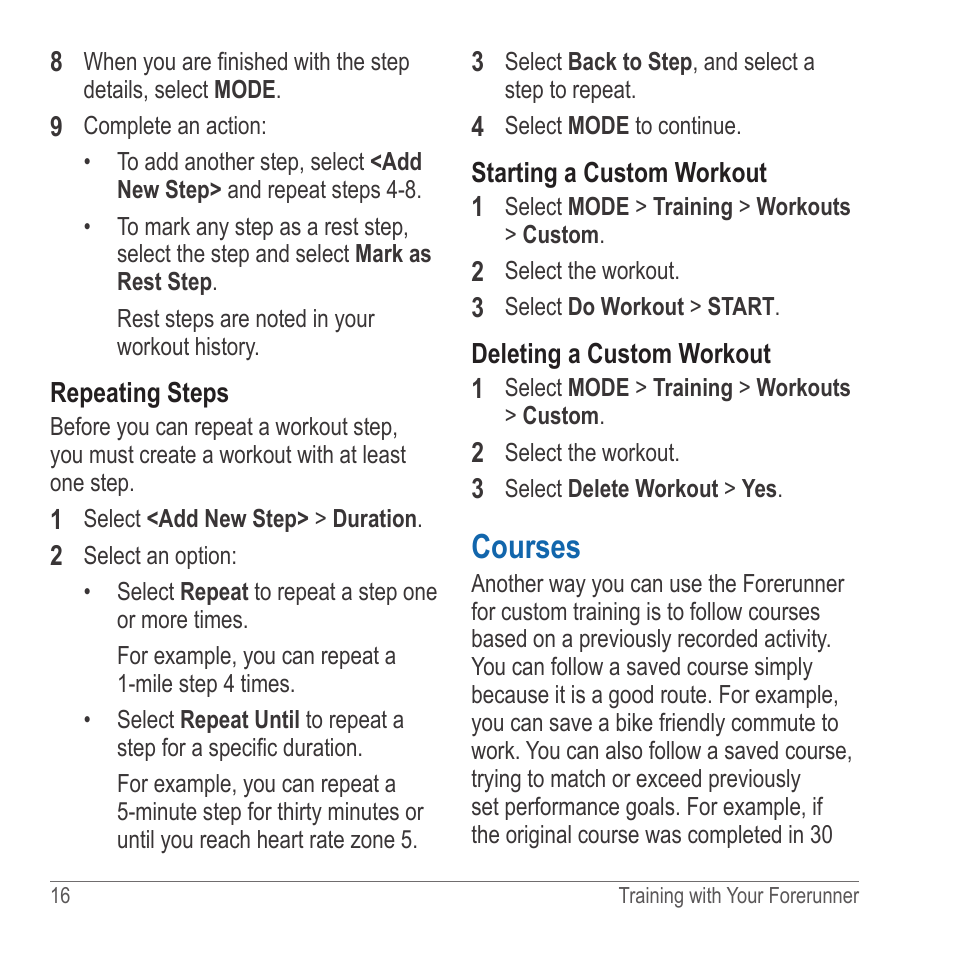 Courses | Garmin 910XT User Manual | Page 18 / 56