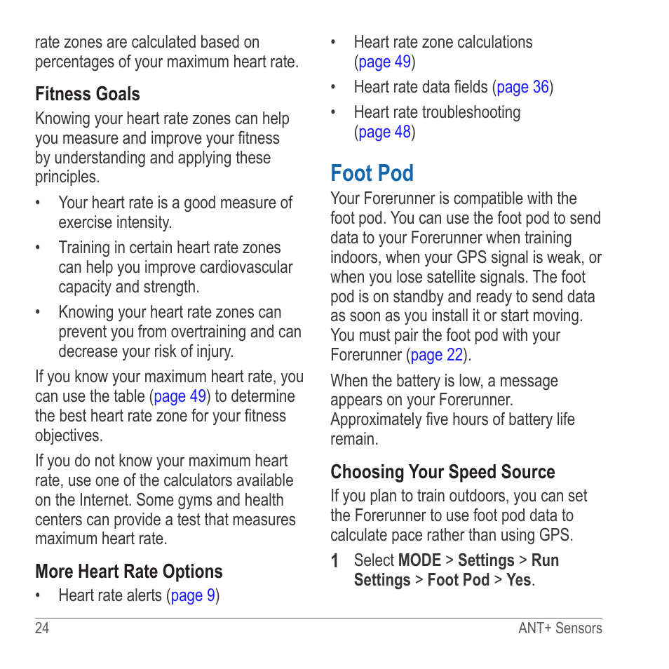 Foot pod | Garmin 910XT User Manual | Page 26 / 56