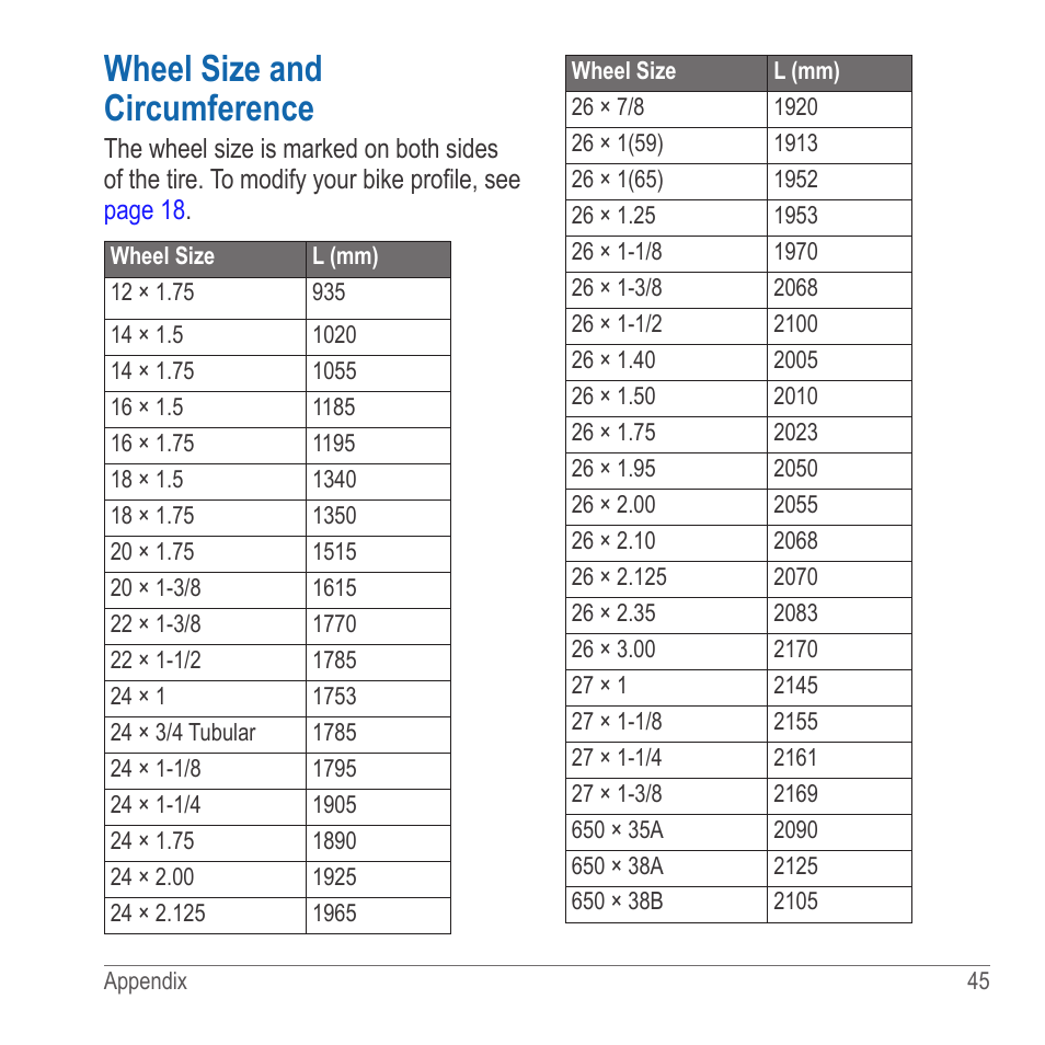 Wheel size and circumference | Garmin 910XT User Manual | Page 47 / 56