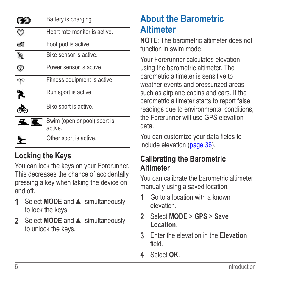 About the barometric altimeter | Garmin 910XT User Manual | Page 8 / 56