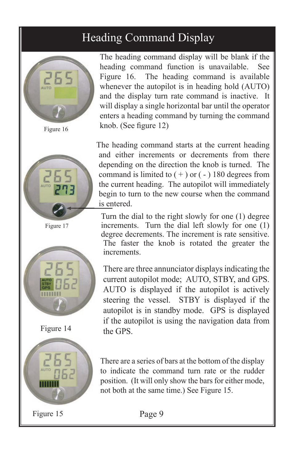 Heading command display | Garmin GLADIATOR TR-1 User Manual | Page 10 / 13