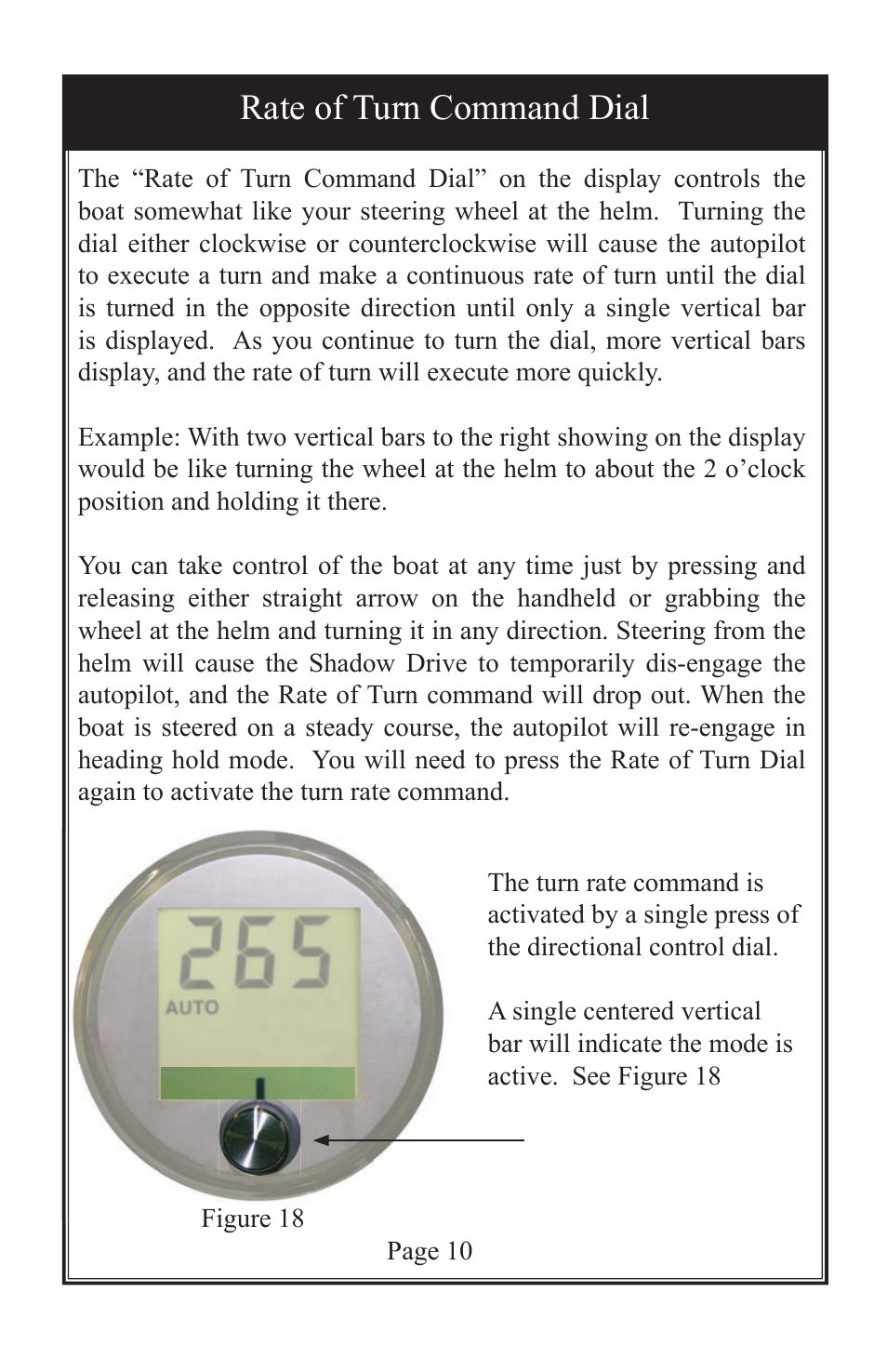 Rate of turn command dial | Garmin GLADIATOR TR-1 User Manual | Page 11 / 13