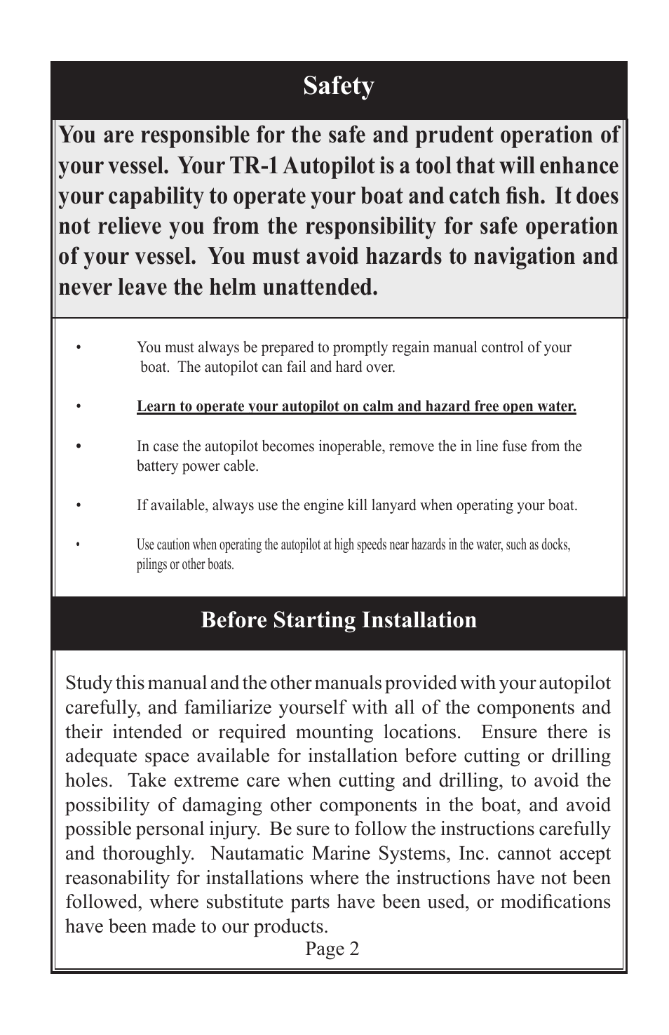 Safety, Before starting installation | Garmin GLADIATOR TR-1 User Manual | Page 3 / 13