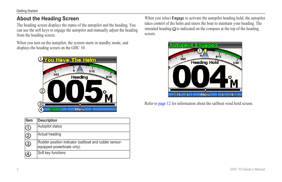 About the heading screen | Garmin Ghc 10 User Manual | Page 6 / 28