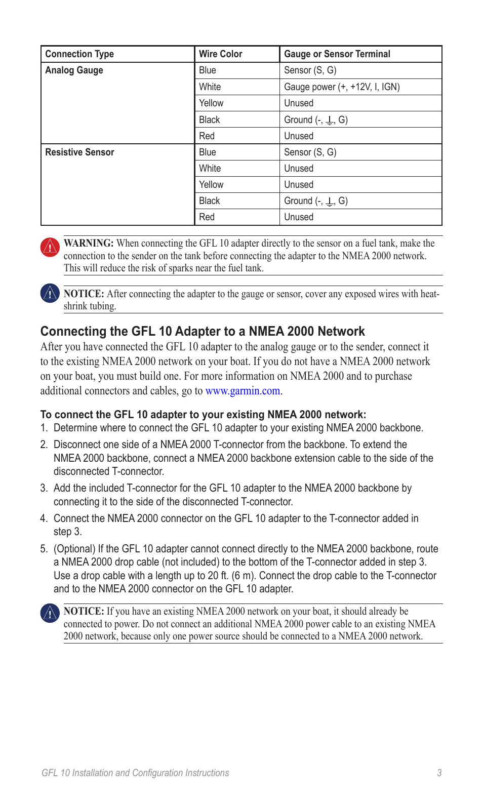 Garmin GFL 10 User Manual | Page 3 / 10