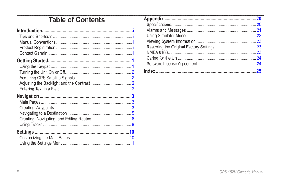 Garmin GPS 152H User Manual | Page 4 / 32