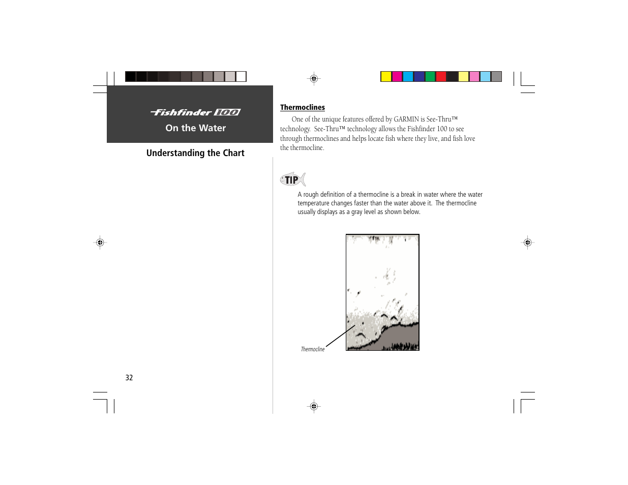 On the water understanding the chart | Garmin Fishfinder 100 User Manual | Page 40 / 49