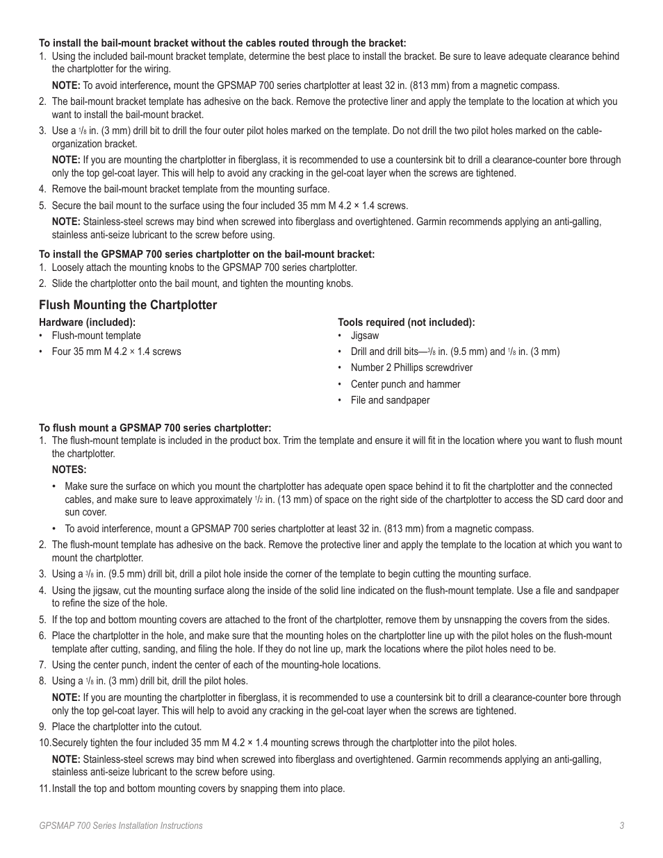 Flush mounting the chartplotter | Garmin GPSMAP 740s User Manual | Page 3 / 10