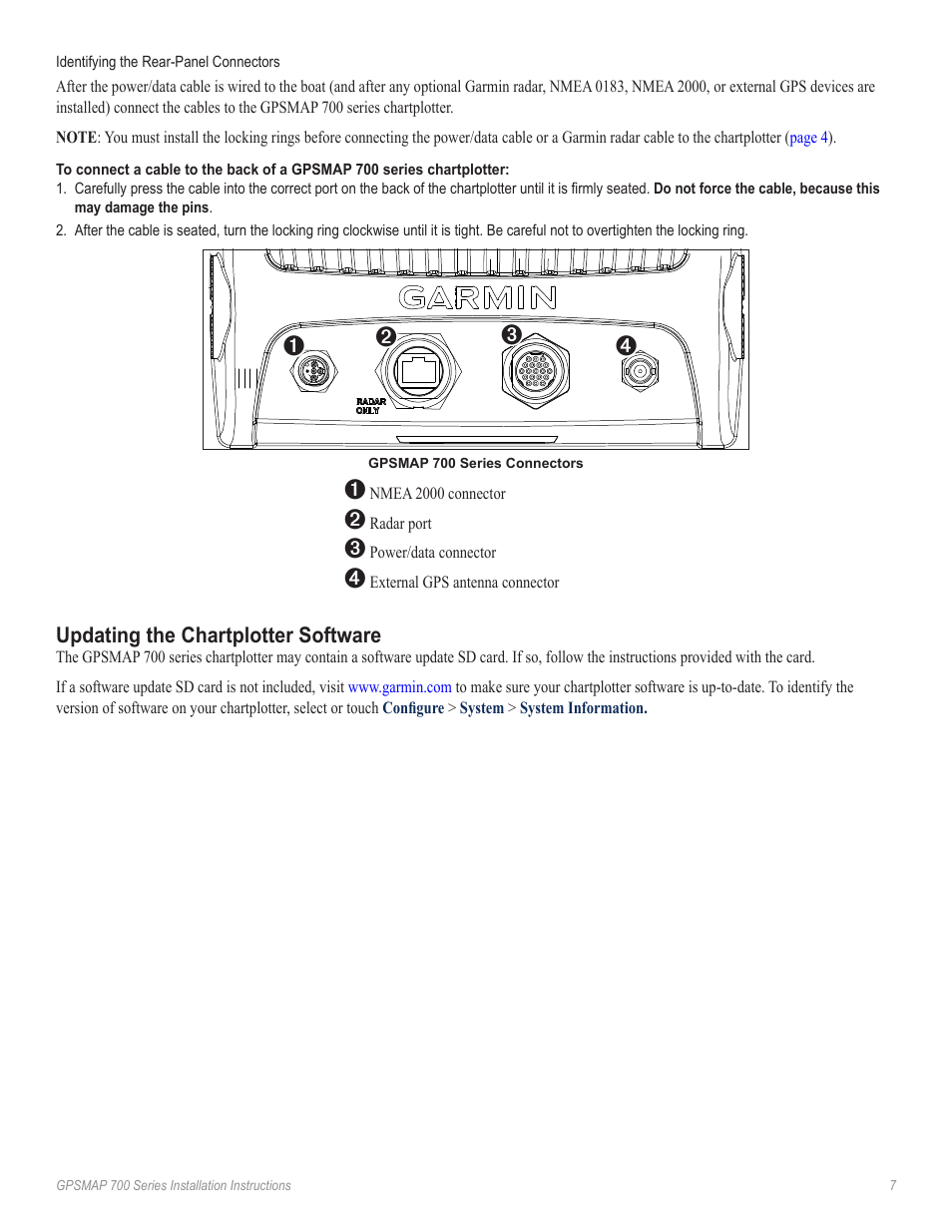 Updating the chartplotter software | Garmin GPSMAP 740s User Manual | Page 7 / 10