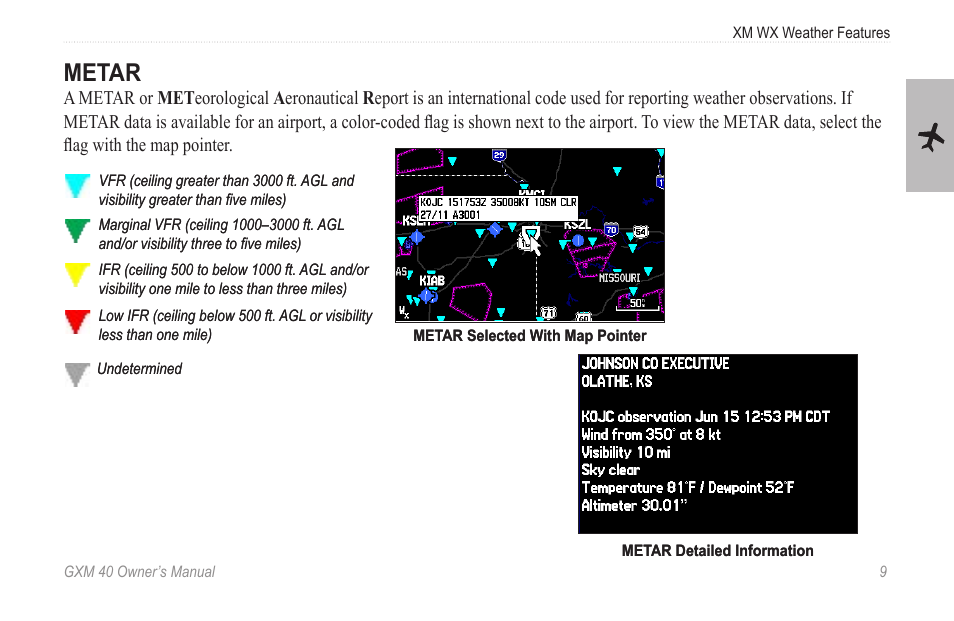 Metar | Garmin GXM 40 User Manual | Page 11 / 48