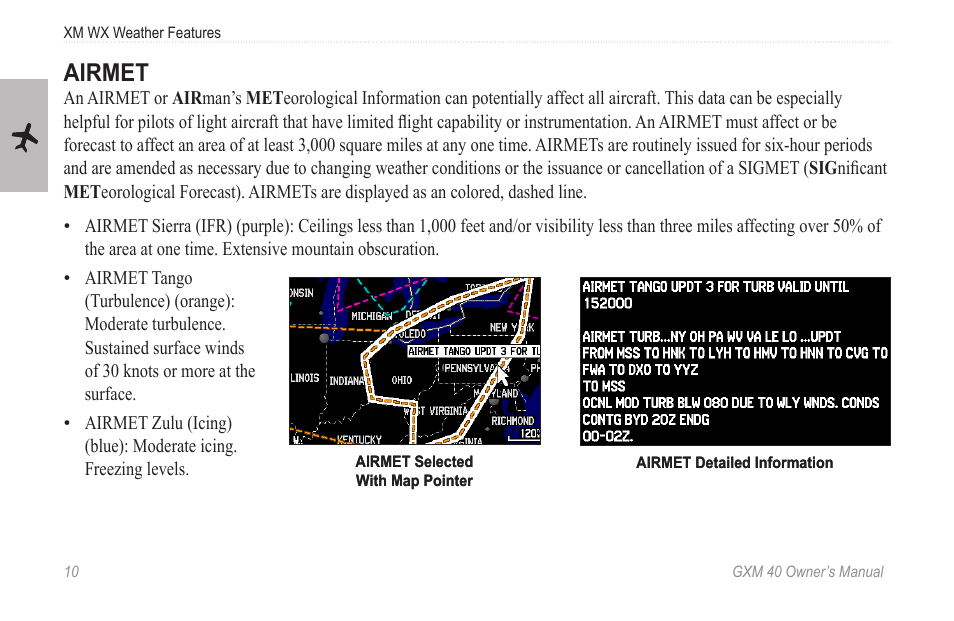 Airmet | Garmin GXM 40 User Manual | Page 12 / 48