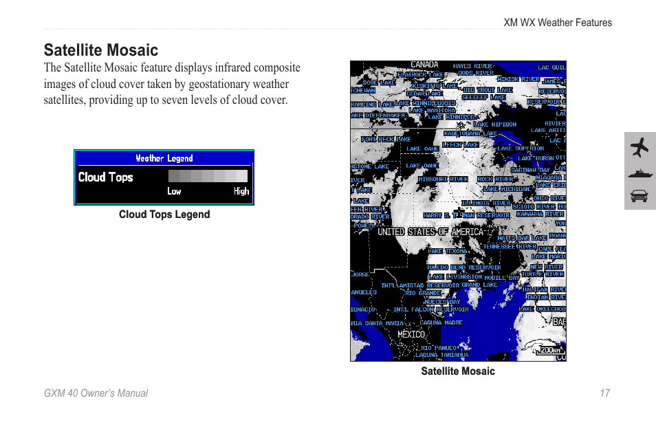 Satellite mosaic | Garmin GXM 40 User Manual | Page 19 / 48