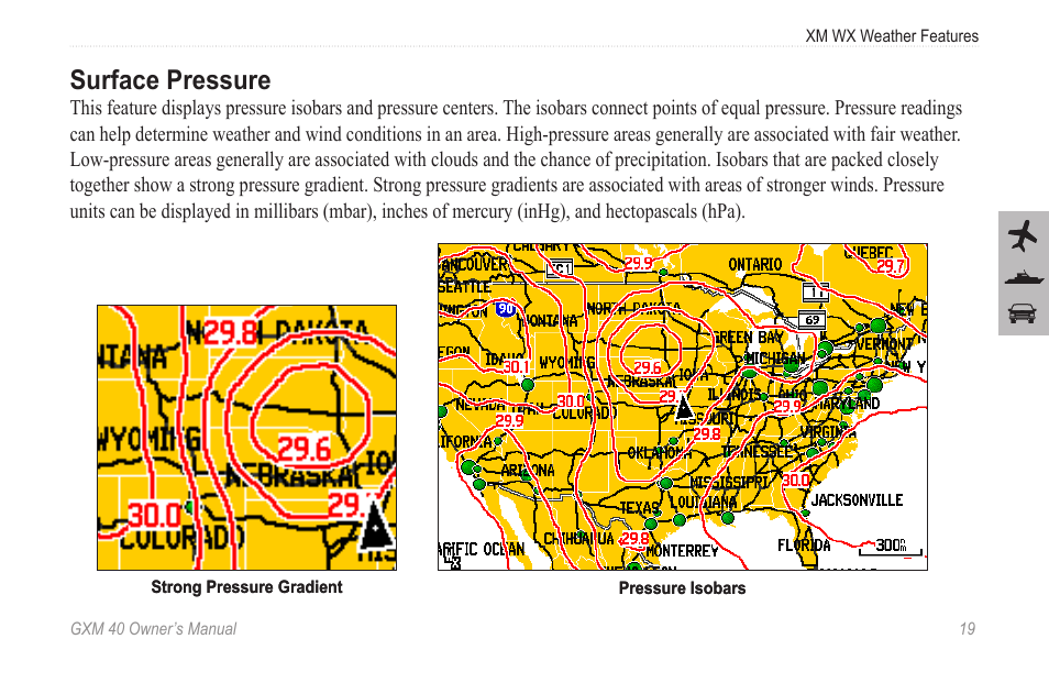 Surface pressure | Garmin GXM 40 User Manual | Page 21 / 48