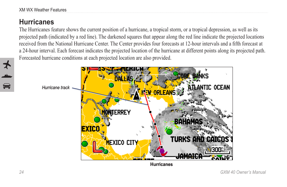 Hurricanes | Garmin GXM 40 User Manual | Page 26 / 48