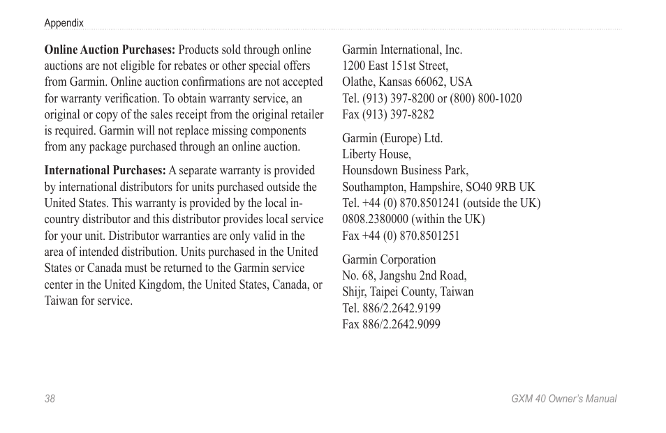 Garmin GXM 40 User Manual | Page 40 / 48