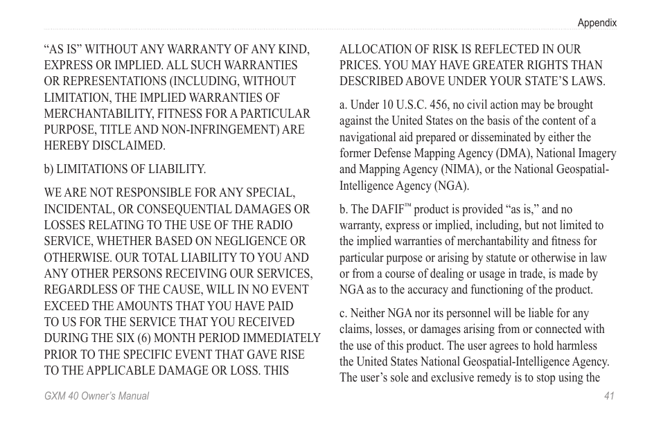 Garmin GXM 40 User Manual | Page 43 / 48