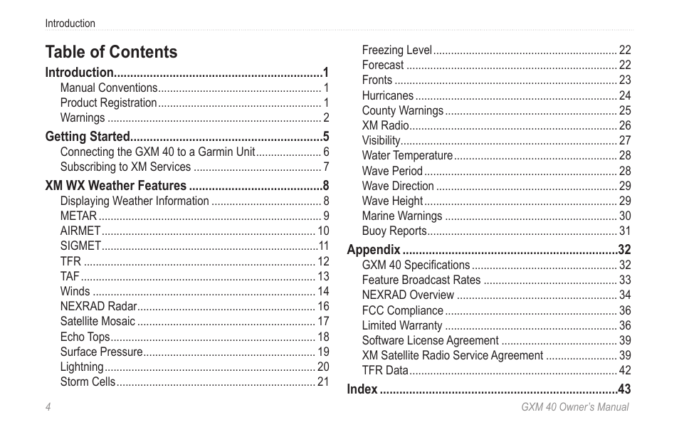 Garmin GXM 40 User Manual | Page 6 / 48