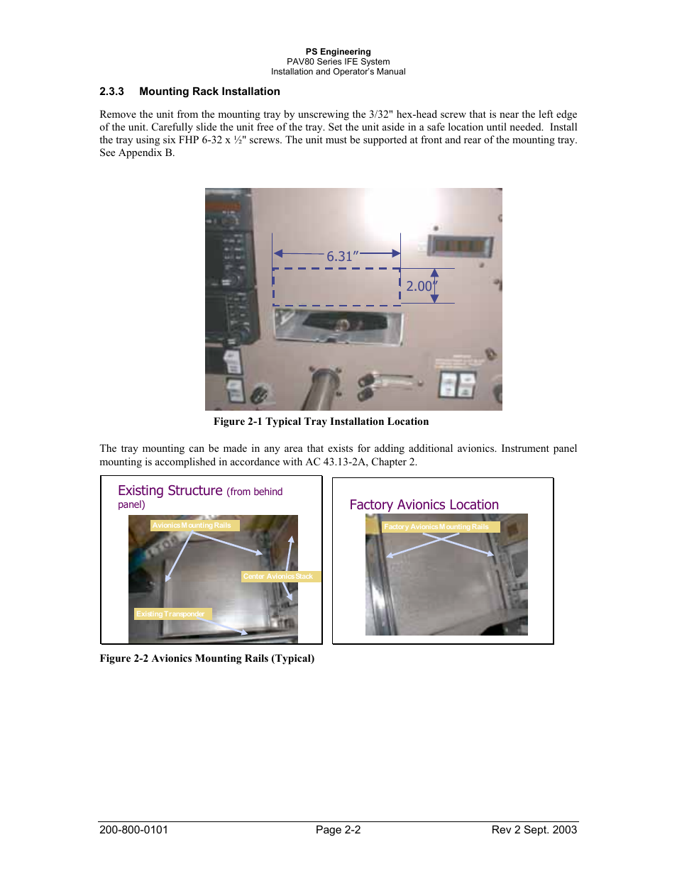 Existing structure, Factory avionics location | Garmin PAV80 User Manual | Page 10 / 36