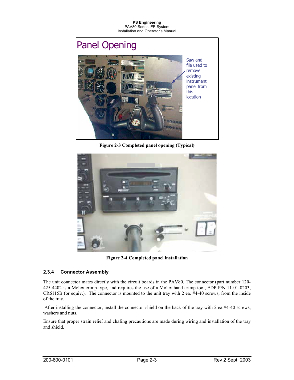 Panel opening | Garmin PAV80 User Manual | Page 11 / 36