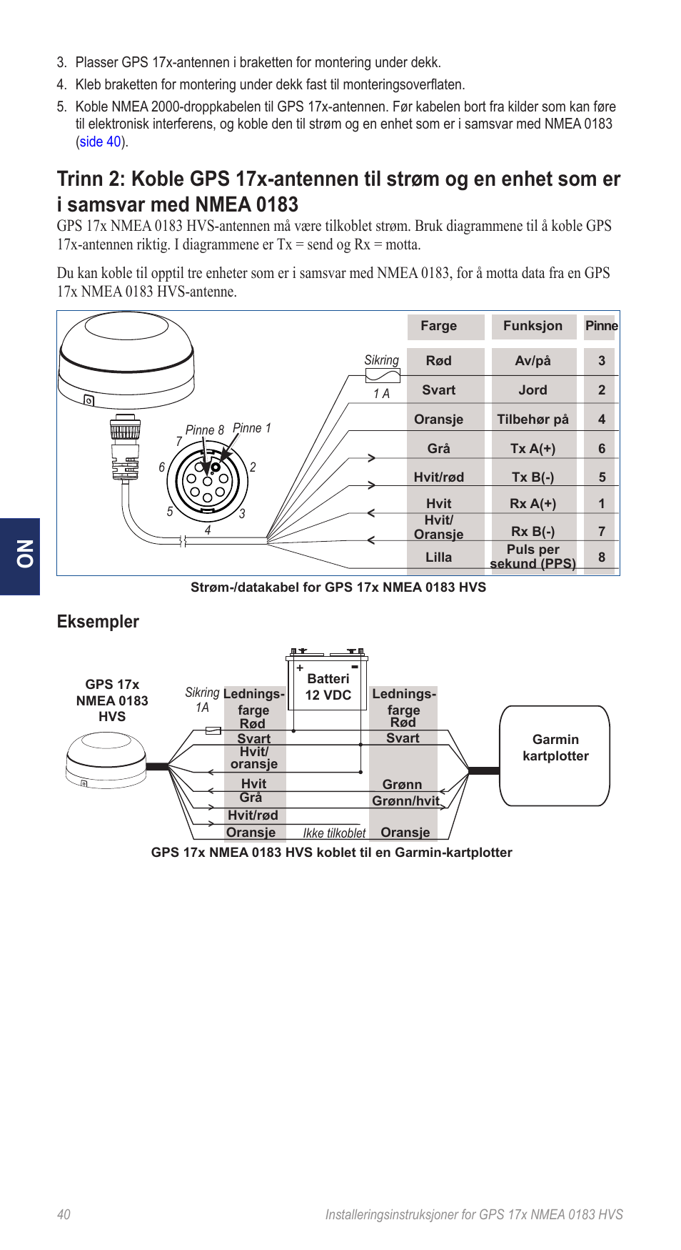 Eksempler | Garmin NMEA 0183 User Manual | Page 40 / 48