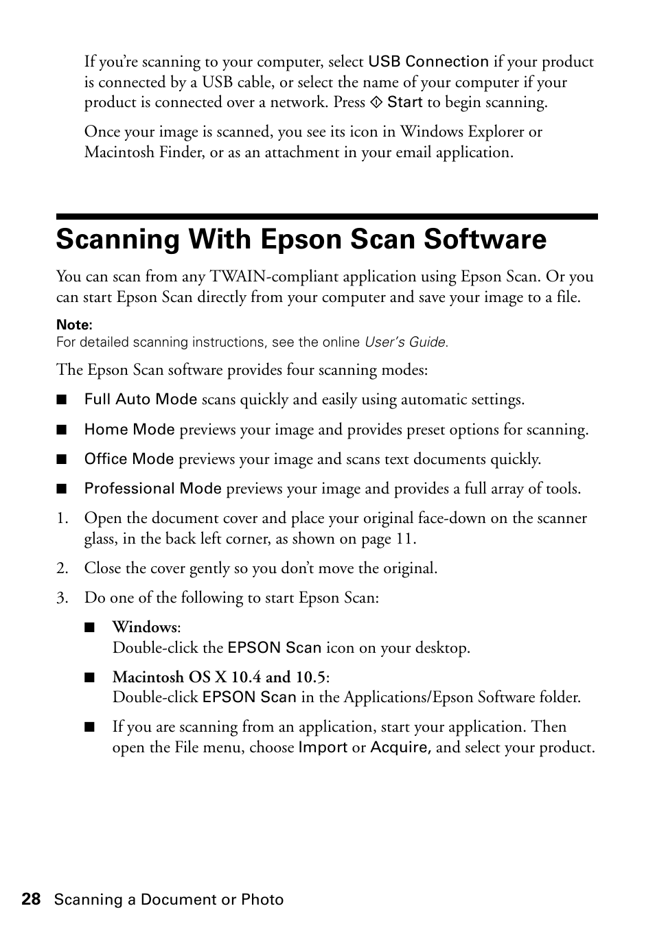 Scanning with epson scan software | Epson ARTISAN 725 User Manual | Page 28 / 64